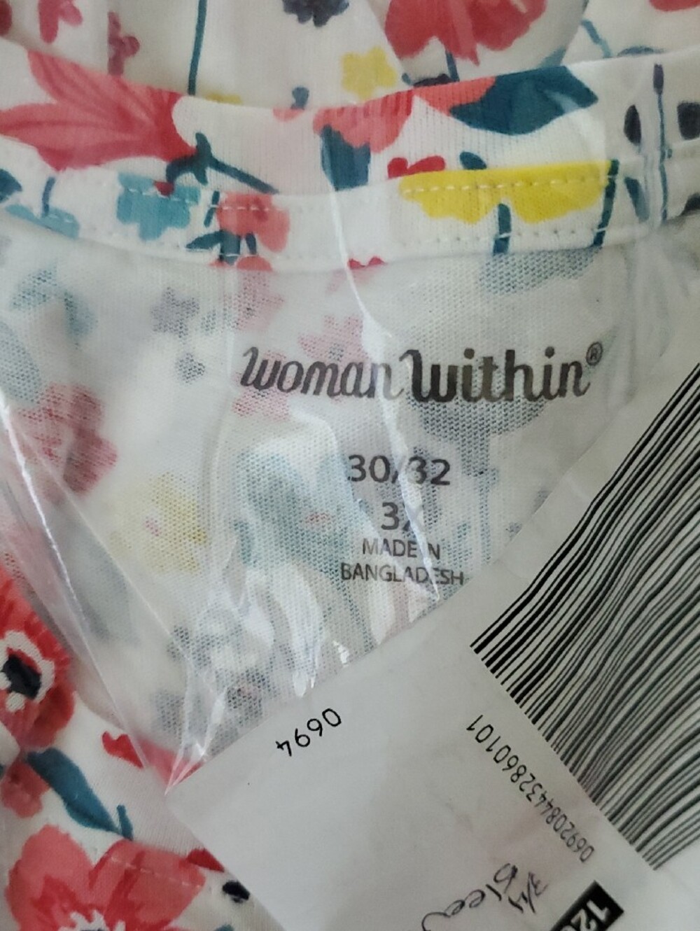 Woman Within round neckline Tunic 3/4 Sleeves multi color Floral 3X (30/32) NEW - Picture 3 of 8